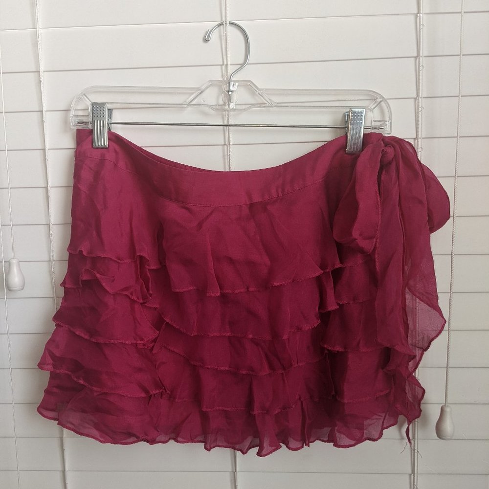 WET SEAL ruffle layers mini skirt hot pink